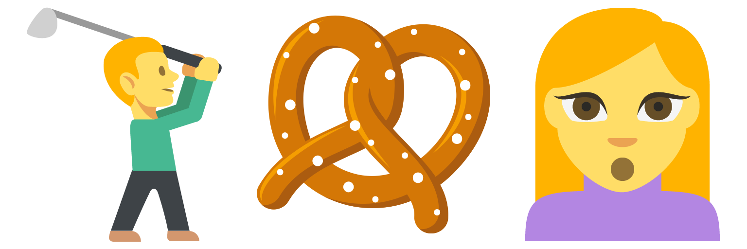 person golfing, pretzel, person pouting