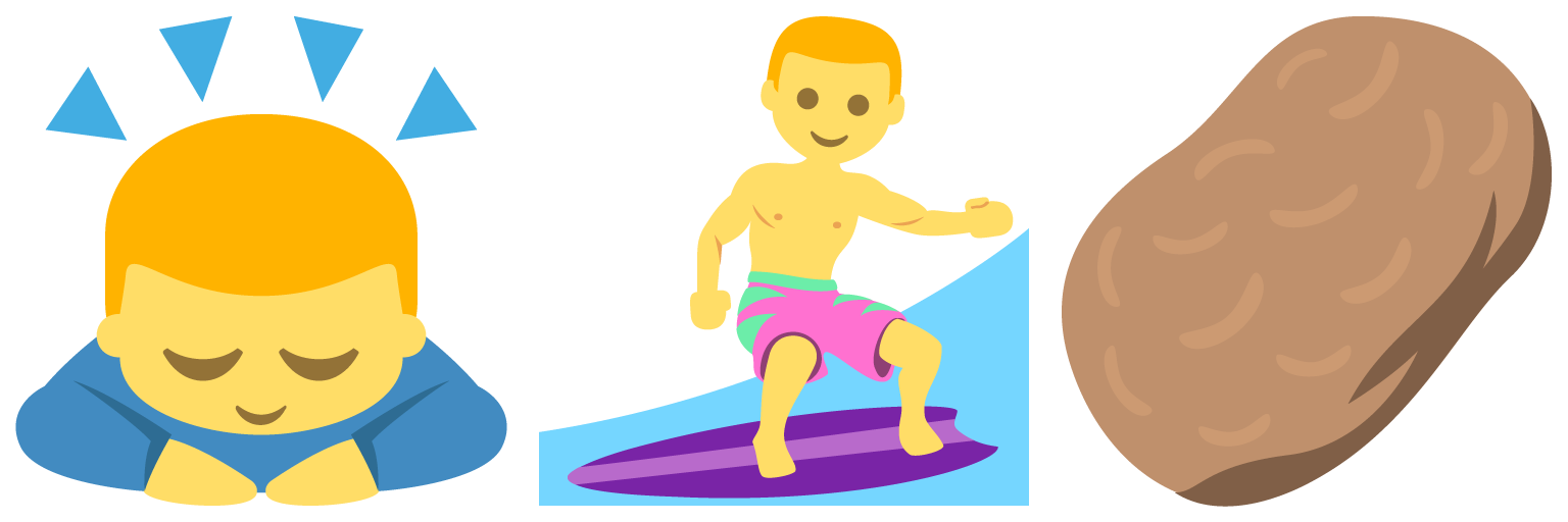 person bowing, person surfing, potato